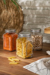 Hermia Juego de 3 Tarros de Vidrio con Tapas Plateadas SHY6603LU